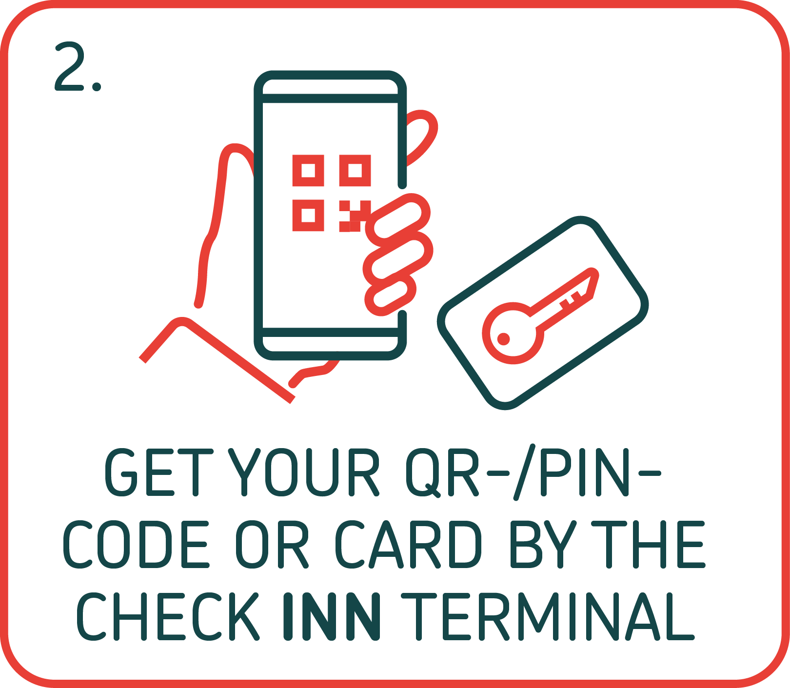 get your QR-/Pin-Code or Card by the Check INN Terminal